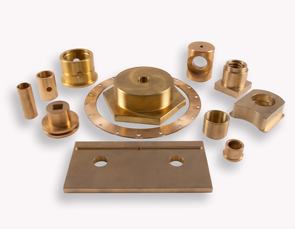 Custom-machined bronze bushings and parts by Diversified Bronze & Manufacturing.